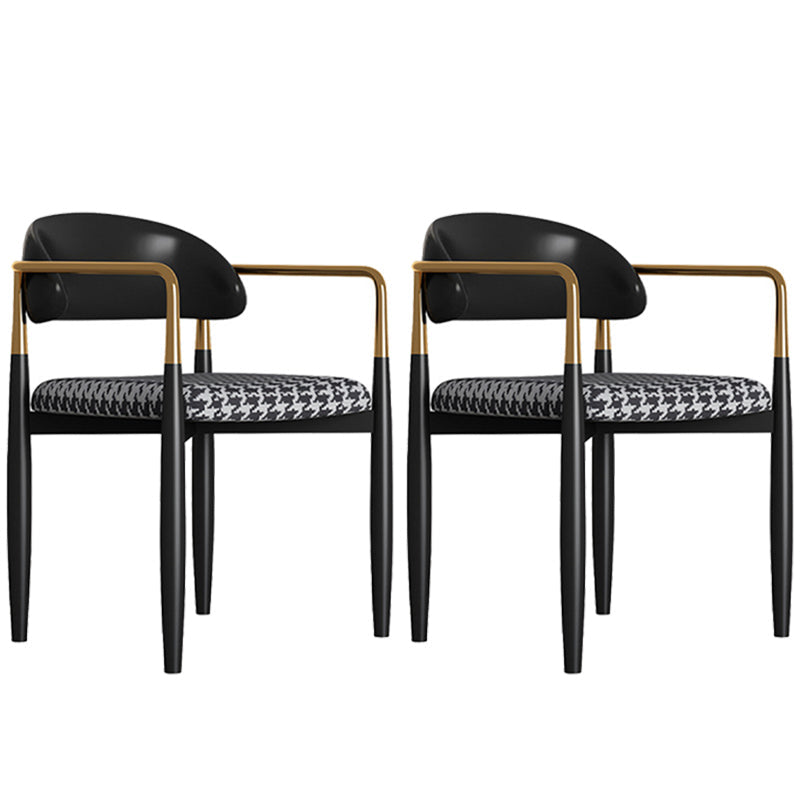 Metal Nordic Dining Arm Chair Home Side Chair Open Back Dining Side Chair Black Black 2 Piece Set Clearhalo ' kitchen&dining_furn' 'Dining Chairs' 'Dining Tables & Seating' 'dining_chair' 'furn' 'furn_dining_chair' 'Furniture' 'furniture_dining_chair' 'Kitchen & Dining Furniture' 'kitchen' 3643577