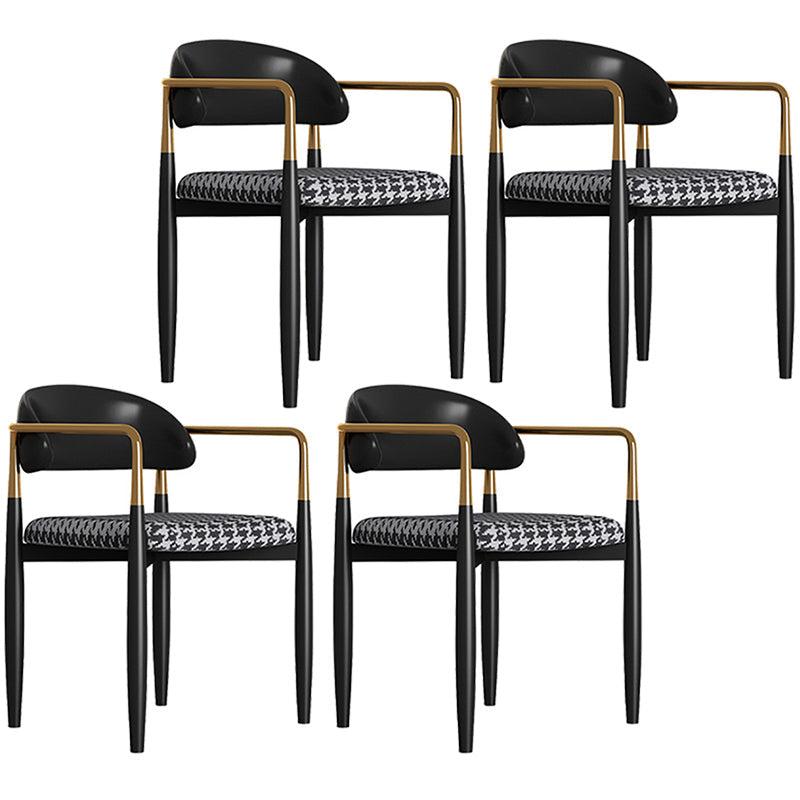 Metal Nordic Dining Arm Chair Home Side Chair Open Back Dining Side Chair Black Black 4 Piece Set Clearhalo ' kitchen&dining_furn' 'Dining Chairs' 'Dining Tables & Seating' 'dining_chair' 'furn' 'furn_dining_chair' 'Furniture' 'furniture_dining_chair' 'Kitchen & Dining Furniture' 'kitchen' 3643580