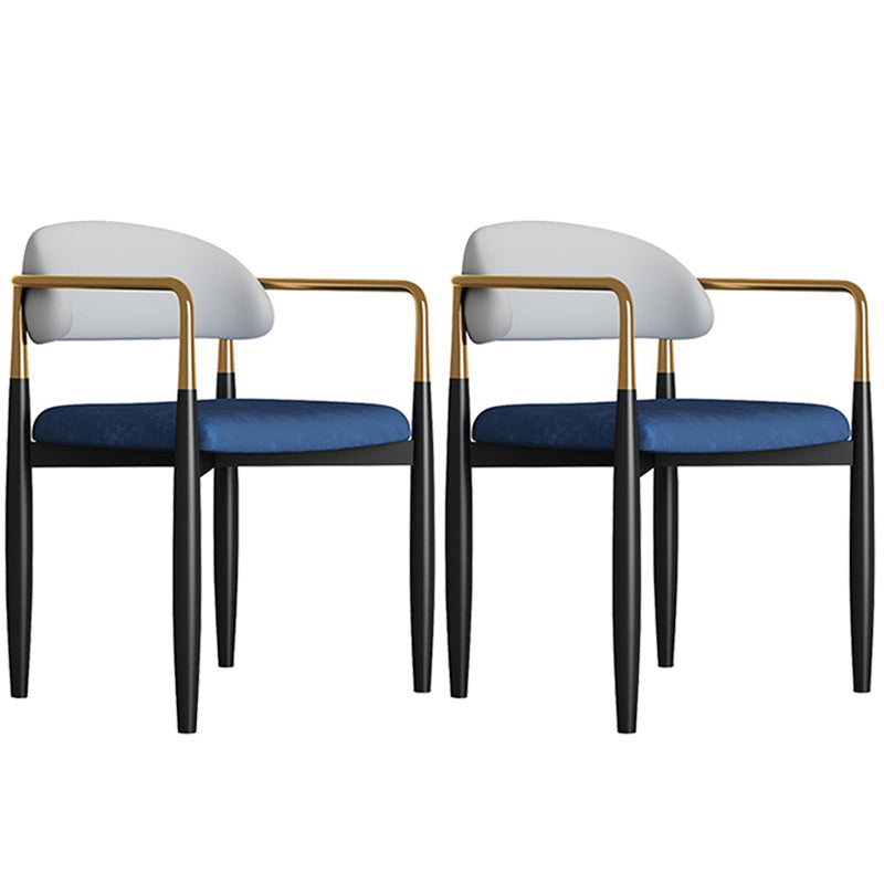 Metal Nordic Dining Arm Chair Home Side Chair Open Back Dining Side Chair Grey Blue 2 Piece Set Clearhalo ' kitchen&dining_furn' 'Dining Chairs' 'Dining Tables & Seating' 'dining_chair' 'furn' 'furn_dining_chair' 'Furniture' 'furniture_dining_chair' 'Kitchen & Dining Furniture' 'kitchen' 3643582