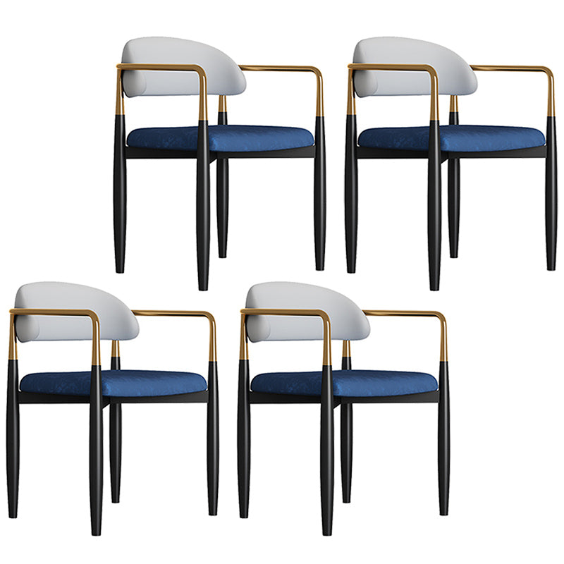 Metal Nordic Dining Arm Chair Home Side Chair Open Back Dining Side Chair Grey Blue 4 Piece Set Clearhalo ' kitchen&dining_furn' 'Dining Chairs' 'Dining Tables & Seating' 'dining_chair' 'furn' 'furn_dining_chair' 'Furniture' 'furniture_dining_chair' 'Kitchen & Dining Furniture' 'kitchen' 3643583