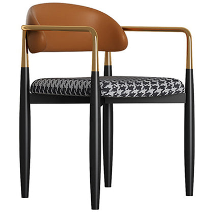 Metal Nordic Dining Arm Chair Home Side Chair Open Back Dining Side Chair Brown Black 1 Piece Clearhalo ' kitchen&dining_furn' 'Dining Chairs' 'Dining Tables & Seating' 'dining_chair' 'furn' 'furn_dining_chair' 'Furniture' 'furniture_dining_chair' 'Kitchen & Dining Furniture' 'kitchen' 3643584
