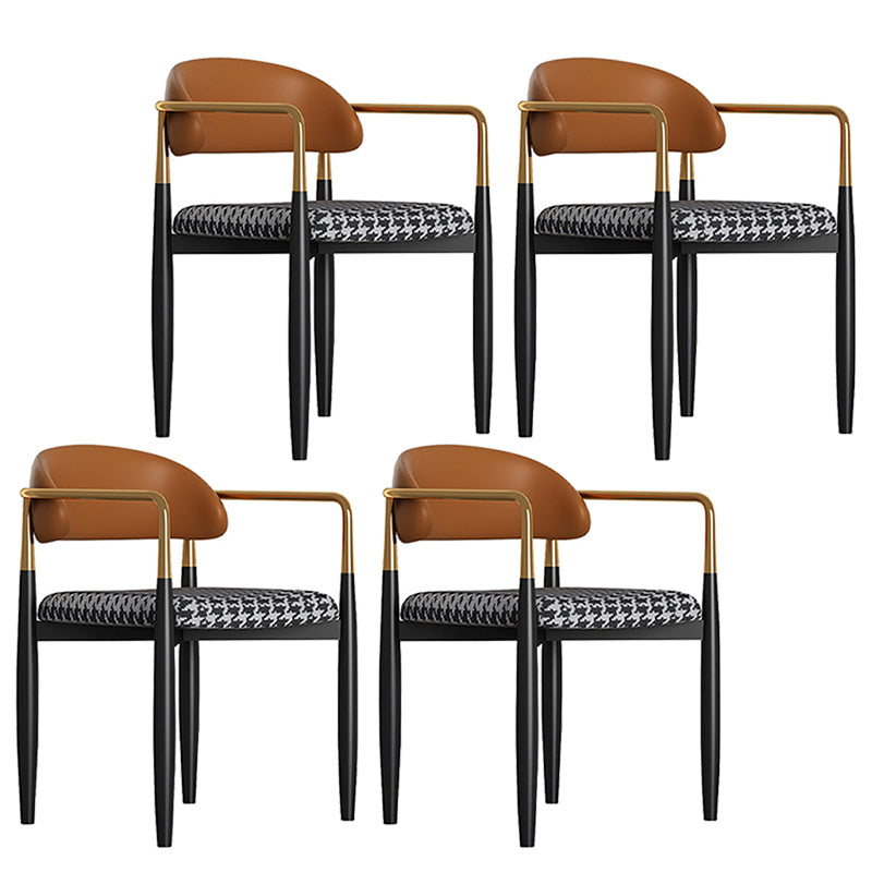 Metal Nordic Dining Arm Chair Home Side Chair Open Back Dining Side Chair Brown Black 4 Piece Set Clearhalo ' kitchen&dining_furn' 'Dining Chairs' 'Dining Tables & Seating' 'dining_chair' 'furn' 'furn_dining_chair' 'Furniture' 'furniture_dining_chair' 'Kitchen & Dining Furniture' 'kitchen' 3643586