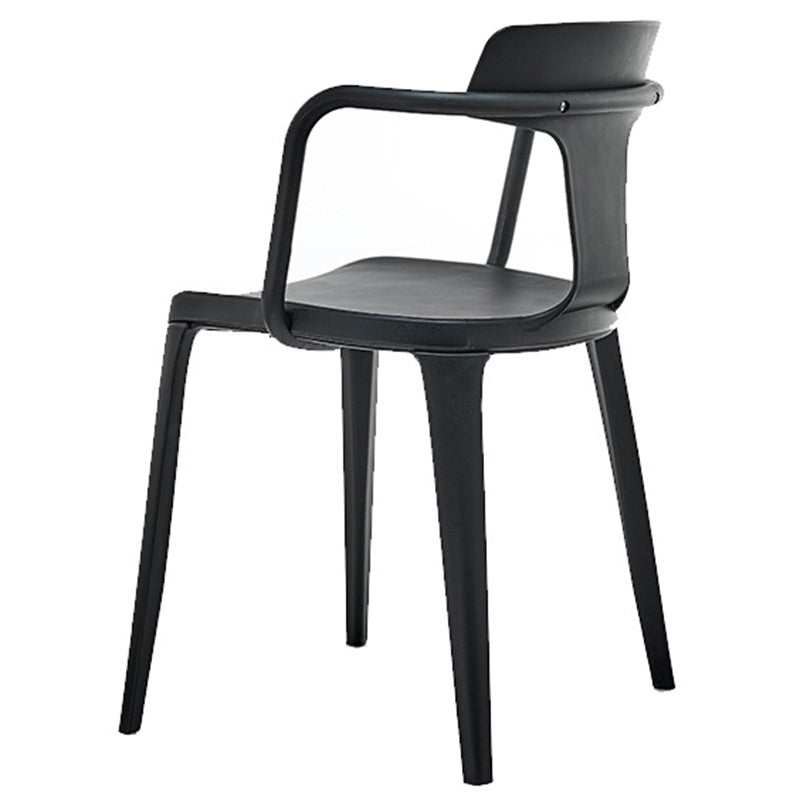 Contemporary Home Arm Chair Slat Back Plastic Stackable Dining Room Chair Black 1 Piece Clearhalo ' kitchen&dining_furn' 'Dining Chairs' 'Dining Tables & Seating' 'dining_chair' 'furn' 'furn_dining_chair' 'Furniture' 'furniture_dining_chair' 'Kitchen & Dining Furniture' 'kitchen' 3643588