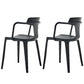 Contemporary Home Arm Chair Slat Back Plastic Stackable Dining Room Chair Black 2 Piece Set Clearhalo ' kitchen&dining_furn' 'Dining Chairs' 'Dining Tables & Seating' 'dining_chair' 'furn' 'furn_dining_chair' 'Furniture' 'furniture_dining_chair' 'Kitchen & Dining Furniture' 'kitchen' 3643590