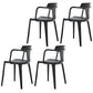 Contemporary Home Arm Chair Slat Back Plastic Stackable Dining Room Chair Black 4 Piece Set Clearhalo ' kitchen&dining_furn' 'Dining Chairs' 'Dining Tables & Seating' 'dining_chair' 'furn' 'furn_dining_chair' 'Furniture' 'furniture_dining_chair' 'Kitchen & Dining Furniture' 'kitchen' 3643592