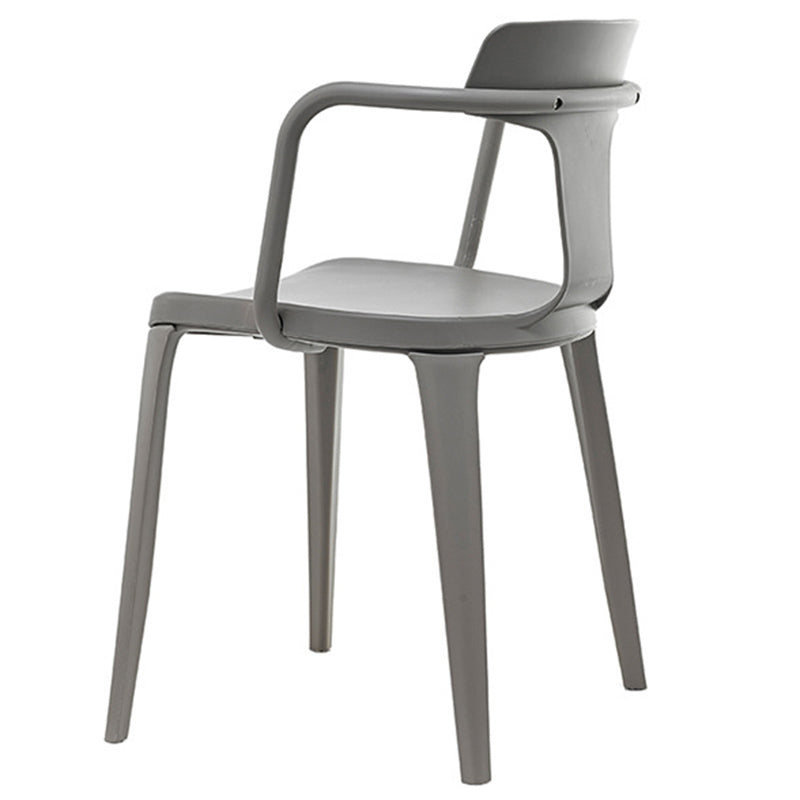 Contemporary Home Arm Chair Slat Back Plastic Stackable Dining Room Chair Grey 1 Piece Clearhalo ' kitchen&dining_furn' 'Dining Chairs' 'Dining Tables & Seating' 'dining_chair' 'furn' 'furn_dining_chair' 'Furniture' 'furniture_dining_chair' 'Kitchen & Dining Furniture' 'kitchen' 3643594