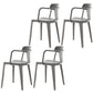 Contemporary Home Arm Chair Slat Back Plastic Stackable Dining Room Chair Grey 4 Piece Set Clearhalo ' kitchen&dining_furn' 'Dining Chairs' 'Dining Tables & Seating' 'dining_chair' 'furn' 'furn_dining_chair' 'Furniture' 'furniture_dining_chair' 'Kitchen & Dining Furniture' 'kitchen' 3643598