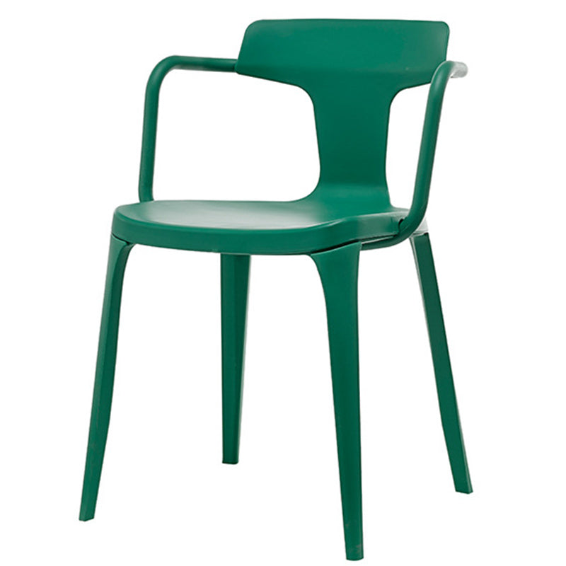 Contemporary Home Arm Chair Slat Back Plastic Stackable Dining Room Chair Green 1 Piece Clearhalo ' kitchen&dining_furn' 'Dining Chairs' 'Dining Tables & Seating' 'dining_chair' 'furn' 'furn_dining_chair' 'Furniture' 'furniture_dining_chair' 'Kitchen & Dining Furniture' 'kitchen' 3643600
