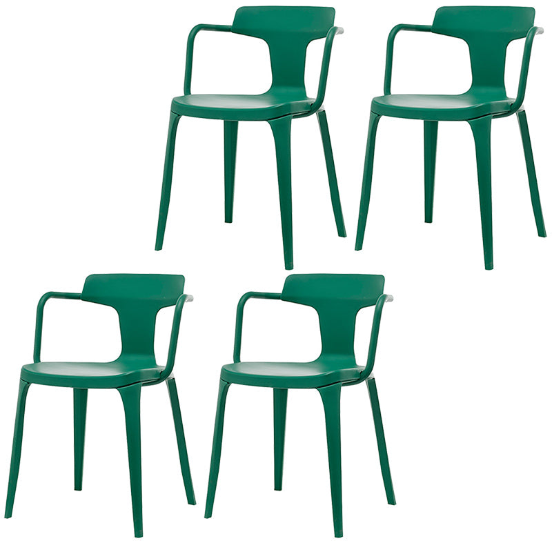 Contemporary Home Arm Chair Slat Back Plastic Stackable Dining Room Chair Green 4 Piece Set Clearhalo ' kitchen&dining_furn' 'Dining Chairs' 'Dining Tables & Seating' 'dining_chair' 'furn' 'furn_dining_chair' 'Furniture' 'furniture_dining_chair' 'Kitchen & Dining Furniture' 'kitchen' 3643604