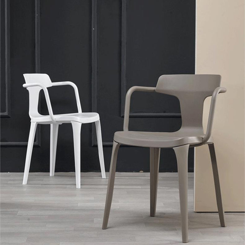 Contemporary Home Arm Chair Slat Back Plastic Stackable Dining Room Chair Clearhalo ' kitchen&dining_furn' 'Dining Chairs' 'Dining Tables & Seating' 'dining_chair' 'furn' 'furn_dining_chair' 'Furniture' 'furniture_dining_chair' 'Kitchen & Dining Furniture' 'kitchen' 3643605