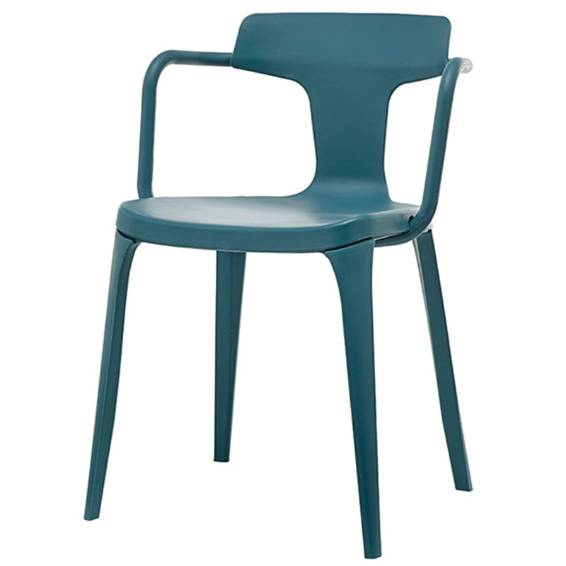 Contemporary Home Arm Chair Slat Back Plastic Stackable Dining Room Chair Blue 1 Piece Clearhalo ' kitchen&dining_furn' 'Dining Chairs' 'Dining Tables & Seating' 'dining_chair' 'furn' 'furn_dining_chair' 'Furniture' 'furniture_dining_chair' 'Kitchen & Dining Furniture' 'kitchen' 3643606