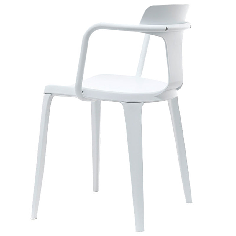 Contemporary Home Arm Chair Slat Back Plastic Stackable Dining Room Chair White 1 Piece Clearhalo ' kitchen&dining_furn' 'Dining Chairs' 'Dining Tables & Seating' 'dining_chair' 'furn' 'furn_dining_chair' 'Furniture' 'furniture_dining_chair' 'Kitchen & Dining Furniture' 'kitchen' 3643610