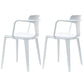 Contemporary Home Arm Chair Slat Back Plastic Stackable Dining Room Chair White 2 Piece Set Clearhalo ' kitchen&dining_furn' 'Dining Chairs' 'Dining Tables & Seating' 'dining_chair' 'furn' 'furn_dining_chair' 'Furniture' 'furniture_dining_chair' 'Kitchen & Dining Furniture' 'kitchen' 3643611