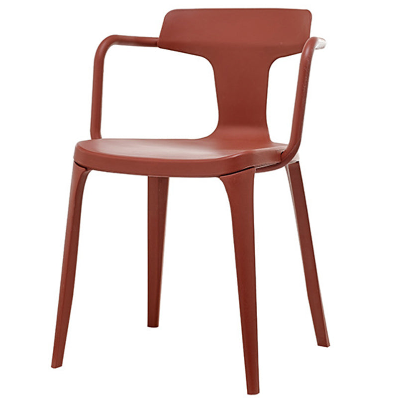 Contemporary Home Arm Chair Slat Back Plastic Stackable Dining Room Chair Red 1 Piece Clearhalo ' kitchen&dining_furn' 'Dining Chairs' 'Dining Tables & Seating' 'dining_chair' 'furn' 'furn_dining_chair' 'Furniture' 'furniture_dining_chair' 'Kitchen & Dining Furniture' 'kitchen' 3643616