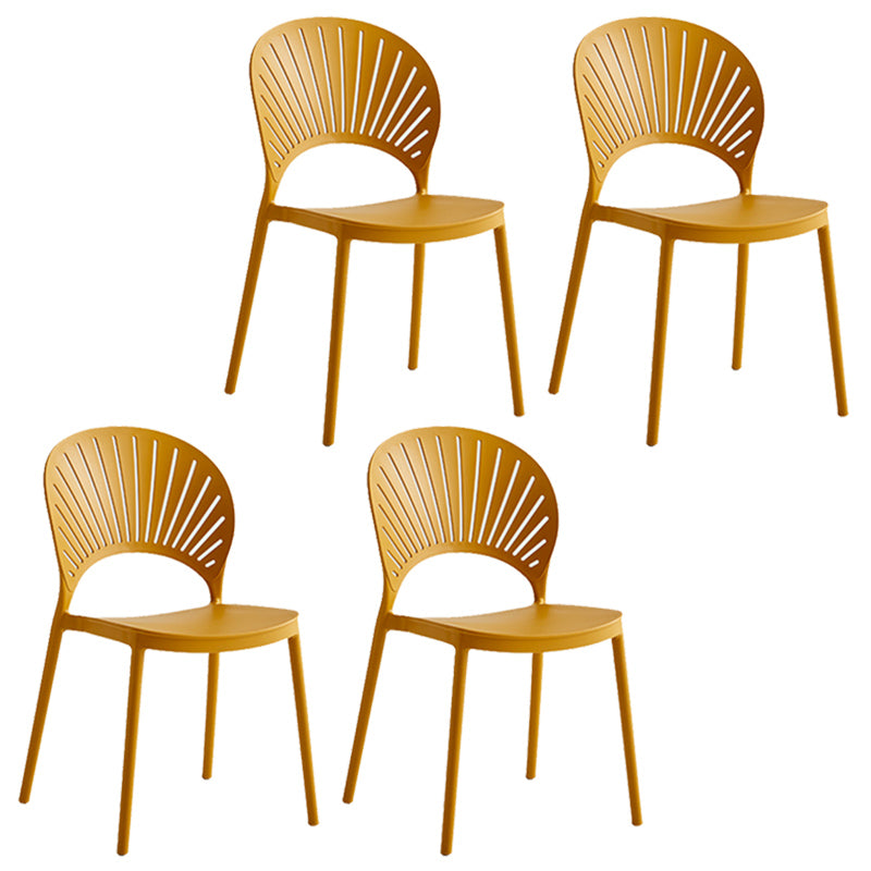 Contemporary Style Plastic Open Side Chair Colorful Stacking Dining Chairr for Home Yellow 4 Piece Set Clearhalo ' kitchen&dining_furn' 'Dining Chairs' 'Dining Tables & Seating' 'dining_chair' 'furn' 'furn_dining_chair' 'Furniture' 'furniture_dining_chair' 'Kitchen & Dining Furniture' 'kitchen' 3643624