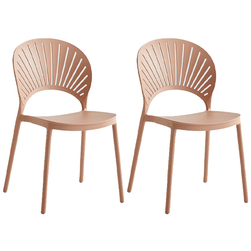 Contemporary Style Plastic Open Side Chair Colorful Stacking Dining Chairr for Home Pink 2 Piece Set Clearhalo ' kitchen&dining_furn' 'Dining Chairs' 'Dining Tables & Seating' 'dining_chair' 'furn' 'furn_dining_chair' 'Furniture' 'furniture_dining_chair' 'Kitchen & Dining Furniture' 'kitchen' 3643627