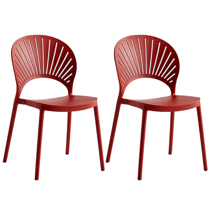 Contemporary Style Plastic Open Side Chair Colorful Stacking Dining Chairr for Home Burgundy 2 Piece Set Clearhalo ' kitchen&dining_furn' 'Dining Chairs' 'Dining Tables & Seating' 'dining_chair' 'furn' 'furn_dining_chair' 'Furniture' 'furniture_dining_chair' 'Kitchen & Dining Furniture' 'kitchen' 3643633