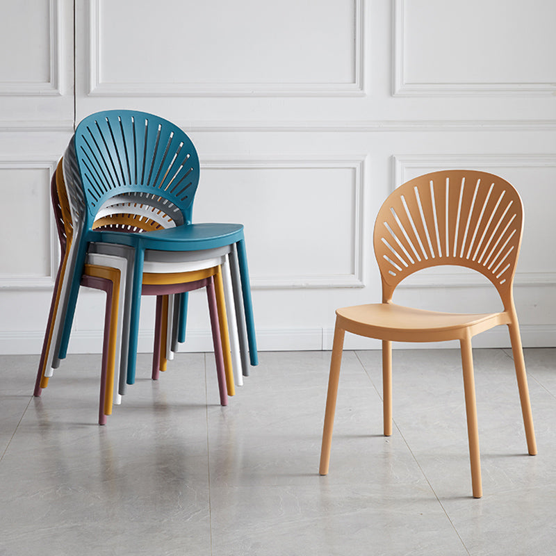 Contemporary Style Plastic Open Side Chair Colorful Stacking Dining Chairr for Home Clearhalo ' kitchen&dining_furn' 'Dining Chairs' 'Dining Tables & Seating' 'dining_chair' 'furn' 'furn_dining_chair' 'Furniture' 'furniture_dining_chair' 'Kitchen & Dining Furniture' 'kitchen' 3643636