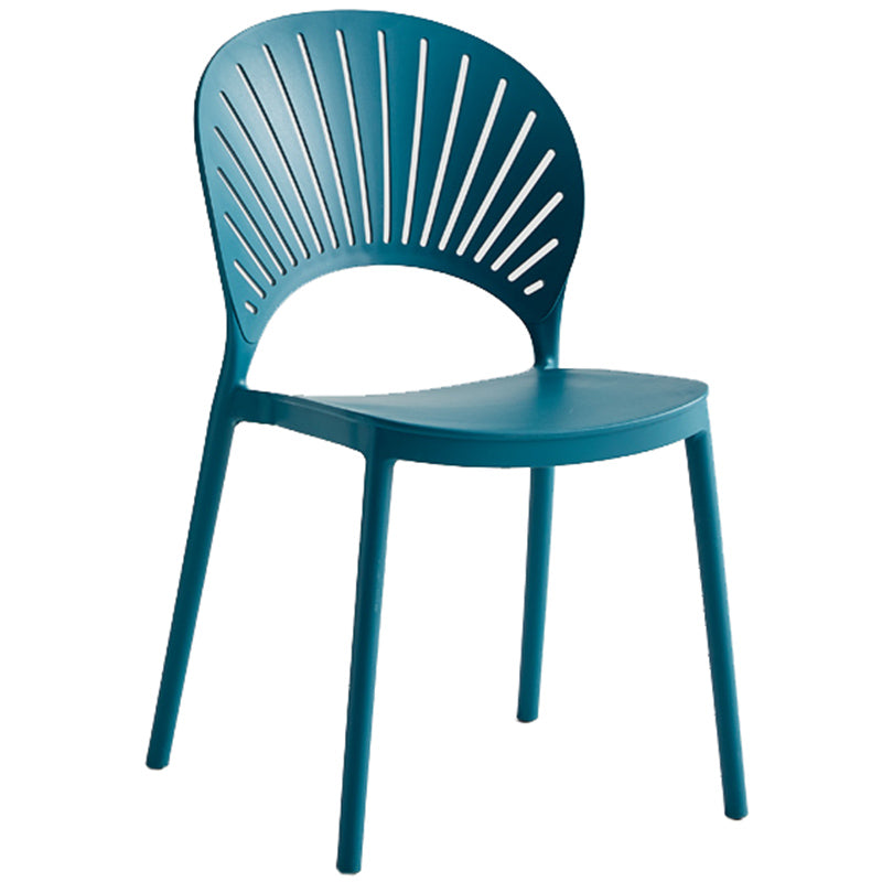Contemporary Style Plastic Open Side Chair Colorful Stacking Dining Chairr for Home Peacock Blue 1 Piece Clearhalo ' kitchen&dining_furn' 'Dining Chairs' 'Dining Tables & Seating' 'dining_chair' 'furn' 'furn_dining_chair' 'Furniture' 'furniture_dining_chair' 'Kitchen & Dining Furniture' 'kitchen' 3643637