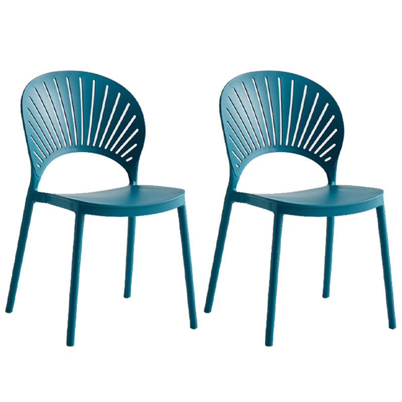 Contemporary Style Plastic Open Side Chair Colorful Stacking Dining Chairr for Home Peacock Blue 2 Piece Set Clearhalo ' kitchen&dining_furn' 'Dining Chairs' 'Dining Tables & Seating' 'dining_chair' 'furn' 'furn_dining_chair' 'Furniture' 'furniture_dining_chair' 'Kitchen & Dining Furniture' 'kitchen' 3643639