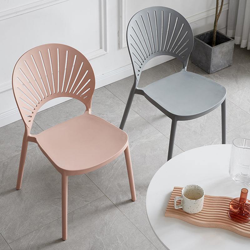 Contemporary Style Plastic Open Side Chair Colorful Stacking Dining Chairr for Home Clearhalo ' kitchen&dining_furn' 'Dining Chairs' 'Dining Tables & Seating' 'dining_chair' 'furn' 'furn_dining_chair' 'Furniture' 'furniture_dining_chair' 'Kitchen & Dining Furniture' 'kitchen' 3643644