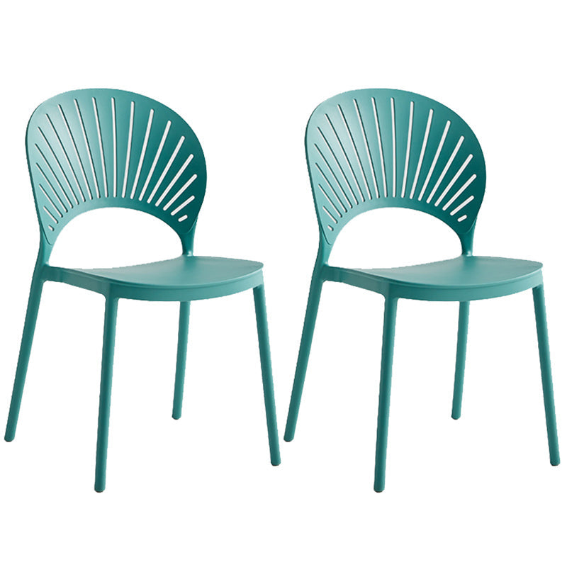 Contemporary Style Plastic Open Side Chair Colorful Stacking Dining Chairr for Home Lake Green 2 Piece Set Clearhalo ' kitchen&dining_furn' 'Dining Chairs' 'Dining Tables & Seating' 'dining_chair' 'furn' 'furn_dining_chair' 'Furniture' 'furniture_dining_chair' 'Kitchen & Dining Furniture' 'kitchen' 3643646