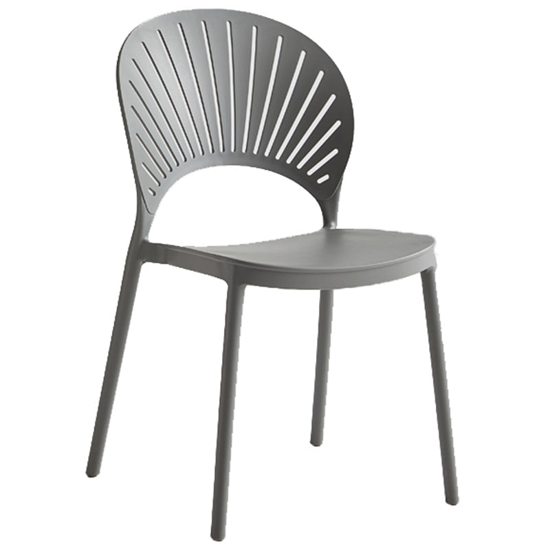 Contemporary Style Plastic Open Side Chair Colorful Stacking Dining Chairr for Home Grey 1 Piece Clearhalo ' kitchen&dining_furn' 'Dining Chairs' 'Dining Tables & Seating' 'dining_chair' 'furn' 'furn_dining_chair' 'Furniture' 'furniture_dining_chair' 'Kitchen & Dining Furniture' 'kitchen' 3643652