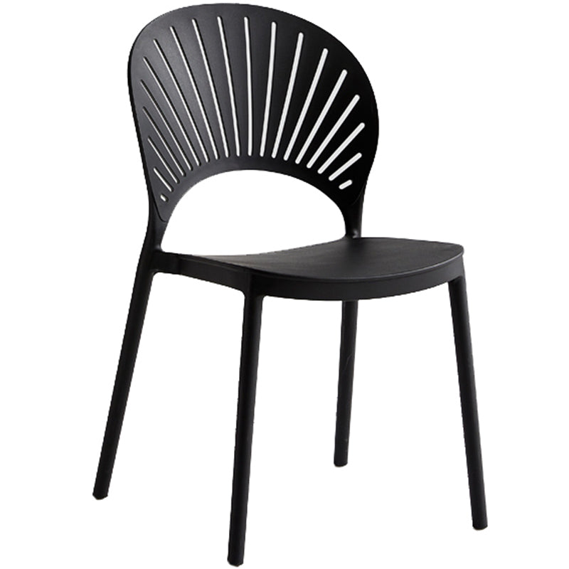 Contemporary Style Plastic Open Side Chair Colorful Stacking Dining Chairr for Home Black 1 Piece Clearhalo ' kitchen&dining_furn' 'Dining Chairs' 'Dining Tables & Seating' 'dining_chair' 'furn' 'furn_dining_chair' 'Furniture' 'furniture_dining_chair' 'Kitchen & Dining Furniture' 'kitchen' 3643655