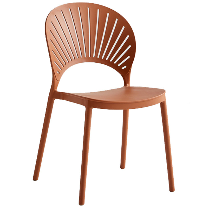 Contemporary Style Plastic Open Side Chair Colorful Stacking Dining Chairr for Home Brown 1 Piece Clearhalo ' kitchen&dining_furn' 'Dining Chairs' 'Dining Tables & Seating' 'dining_chair' 'furn' 'furn_dining_chair' 'Furniture' 'furniture_dining_chair' 'Kitchen & Dining Furniture' 'kitchen' 3643658