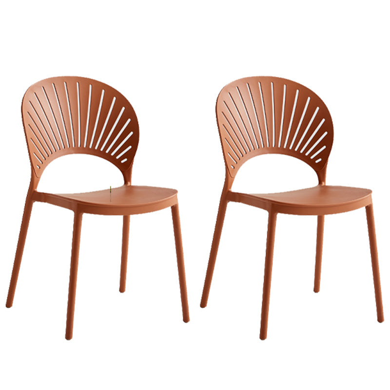 Contemporary Style Plastic Open Side Chair Colorful Stacking Dining Chairr for Home Brown 2 Piece Set Clearhalo ' kitchen&dining_furn' 'Dining Chairs' 'Dining Tables & Seating' 'dining_chair' 'furn' 'furn_dining_chair' 'Furniture' 'furniture_dining_chair' 'Kitchen & Dining Furniture' 'kitchen' 3643659