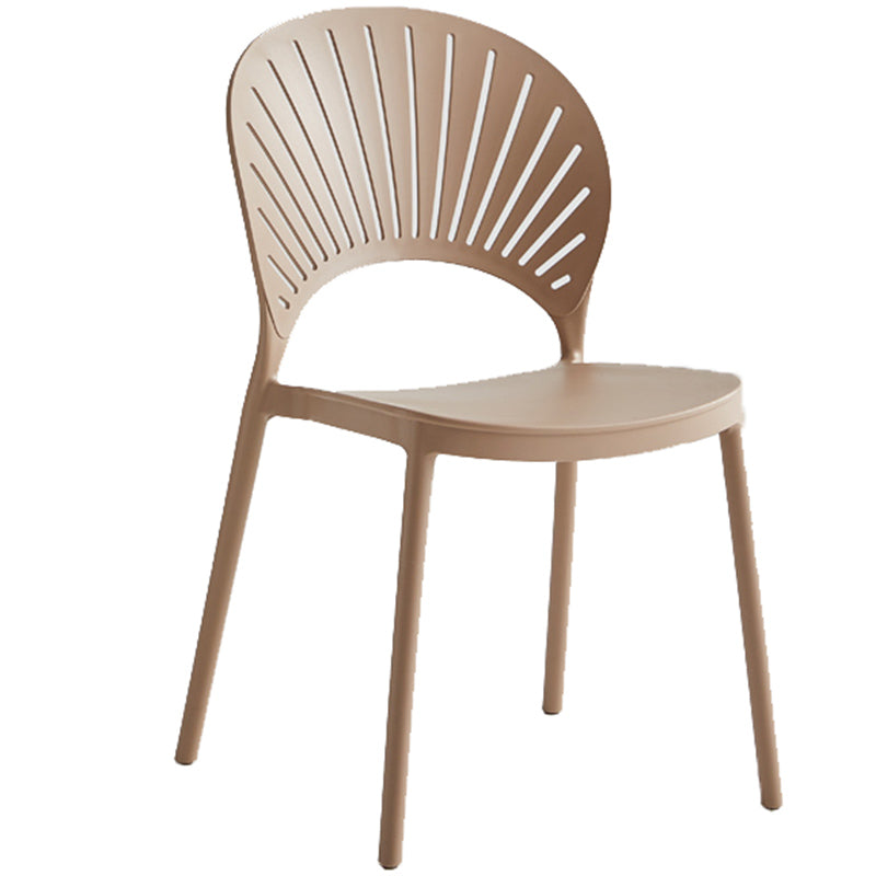 Contemporary Style Plastic Open Side Chair Colorful Stacking Dining Chairr for Home Khaki 1 Piece Clearhalo ' kitchen&dining_furn' 'Dining Chairs' 'Dining Tables & Seating' 'dining_chair' 'furn' 'furn_dining_chair' 'Furniture' 'furniture_dining_chair' 'Kitchen & Dining Furniture' 'kitchen' 3643661