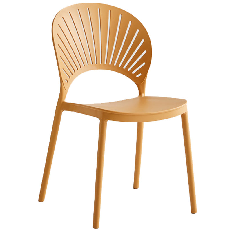 Contemporary Style Plastic Open Side Chair Colorful Stacking Dining Chairr for Home Beige 1 Piece Clearhalo ' kitchen&dining_furn' 'Dining Chairs' 'Dining Tables & Seating' 'dining_chair' 'furn' 'furn_dining_chair' 'Furniture' 'furniture_dining_chair' 'Kitchen & Dining Furniture' 'kitchen' 3643664