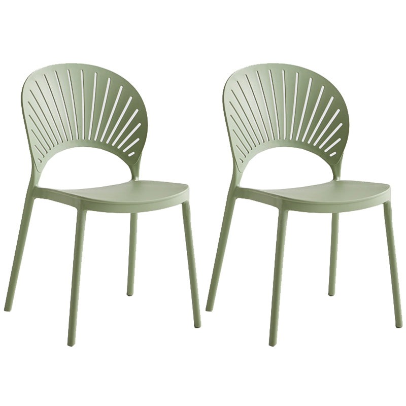 Contemporary Style Plastic Open Side Chair Colorful Stacking Dining Chairr for Home Green 2 Piece Set Clearhalo ' kitchen&dining_furn' 'Dining Chairs' 'Dining Tables & Seating' 'dining_chair' 'furn' 'furn_dining_chair' 'Furniture' 'furniture_dining_chair' 'Kitchen & Dining Furniture' 'kitchen' 3643668