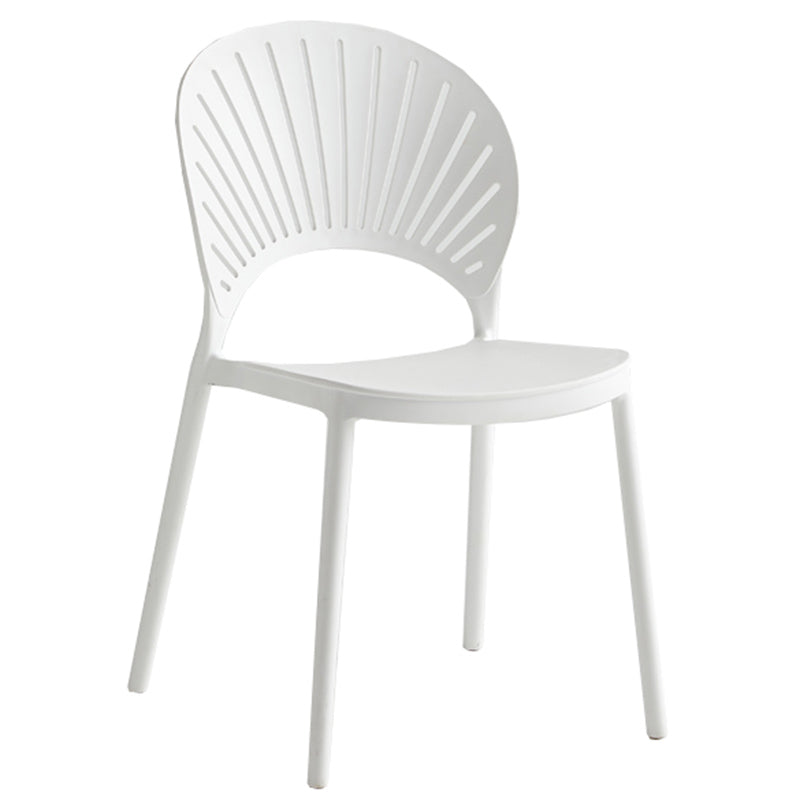 Contemporary Style Plastic Open Side Chair Colorful Stacking Dining Chairr for Home White 1 Piece Clearhalo ' kitchen&dining_furn' 'Dining Chairs' 'Dining Tables & Seating' 'dining_chair' 'furn' 'furn_dining_chair' 'Furniture' 'furniture_dining_chair' 'Kitchen & Dining Furniture' 'kitchen' 3643670