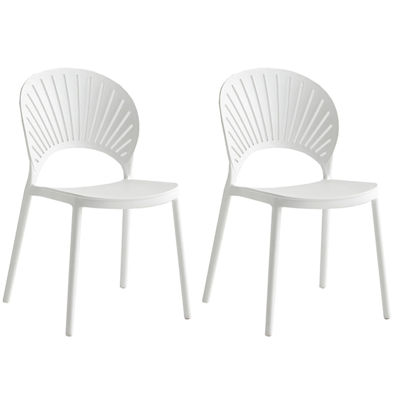 Contemporary Style Plastic Open Side Chair Colorful Stacking Dining Chairr for Home White 2 Piece Set Clearhalo ' kitchen&dining_furn' 'Dining Chairs' 'Dining Tables & Seating' 'dining_chair' 'furn' 'furn_dining_chair' 'Furniture' 'furniture_dining_chair' 'Kitchen & Dining Furniture' 'kitchen' 3643671