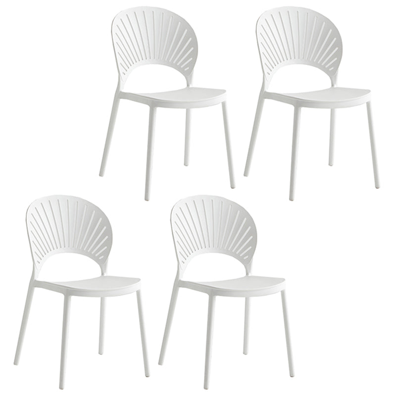 Contemporary Style Plastic Open Side Chair Colorful Stacking Dining Chairr for Home White 4 Piece Set Clearhalo ' kitchen&dining_furn' 'Dining Chairs' 'Dining Tables & Seating' 'dining_chair' 'furn' 'furn_dining_chair' 'Furniture' 'furniture_dining_chair' 'Kitchen & Dining Furniture' 'kitchen' 3643672