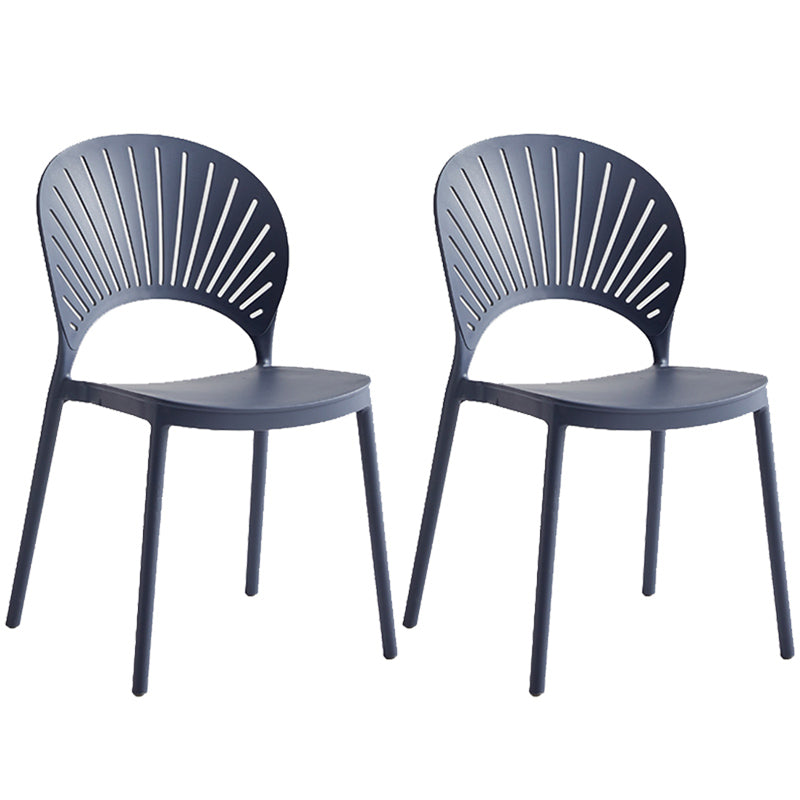 Contemporary Style Plastic Open Side Chair Colorful Stacking Dining Chairr for Home Gray Blue 2 Piece Set Clearhalo ' kitchen&dining_furn' 'Dining Chairs' 'Dining Tables & Seating' 'dining_chair' 'furn' 'furn_dining_chair' 'Furniture' 'furniture_dining_chair' 'Kitchen & Dining Furniture' 'kitchen' 3643674