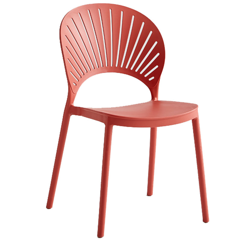 Contemporary Style Plastic Open Side Chair Colorful Stacking Dining Chairr for Home Red 1 Piece Clearhalo ' kitchen&dining_furn' 'Dining Chairs' 'Dining Tables & Seating' 'dining_chair' 'furn' 'furn_dining_chair' 'Furniture' 'furniture_dining_chair' 'Kitchen & Dining Furniture' 'kitchen' 3643676