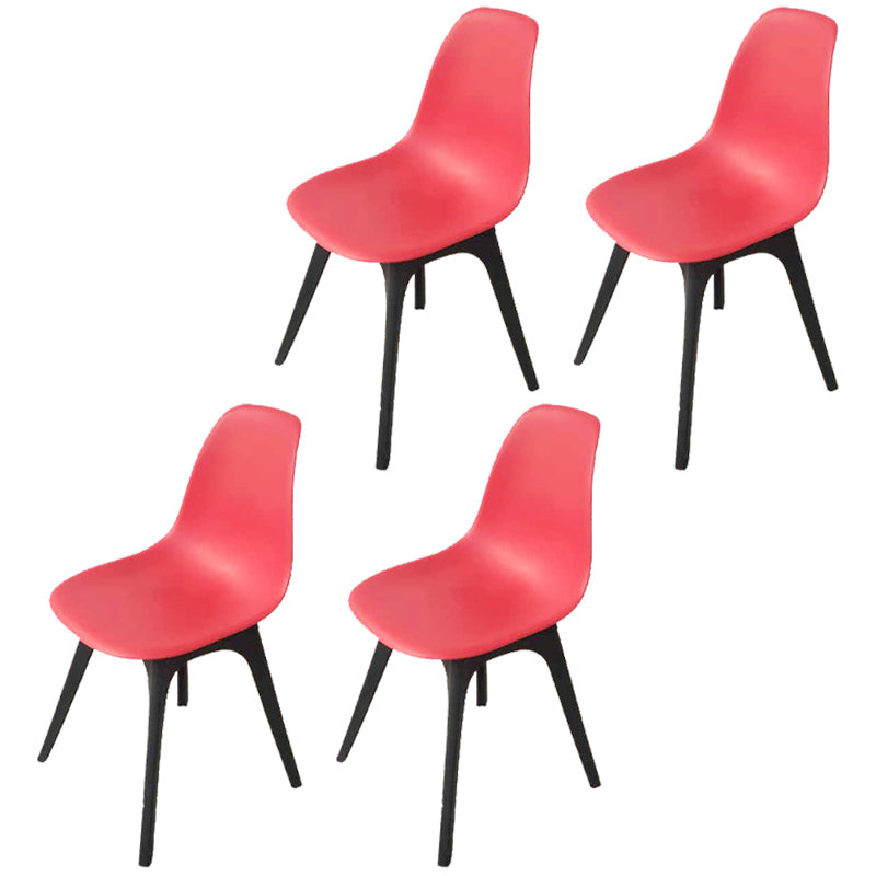 Contemporary Style Plastic Dining Chair Solid Back Dining Chair for Home Red Set of 4 Clearhalo ' kitchen&dining_furn' 'Dining Chairs' 'Dining Tables & Seating' 'dining_chair' 'Furniture' 'furniture_dining_chair' 'Kitchen & Dining Furniture' 'kitchen' 3643680
