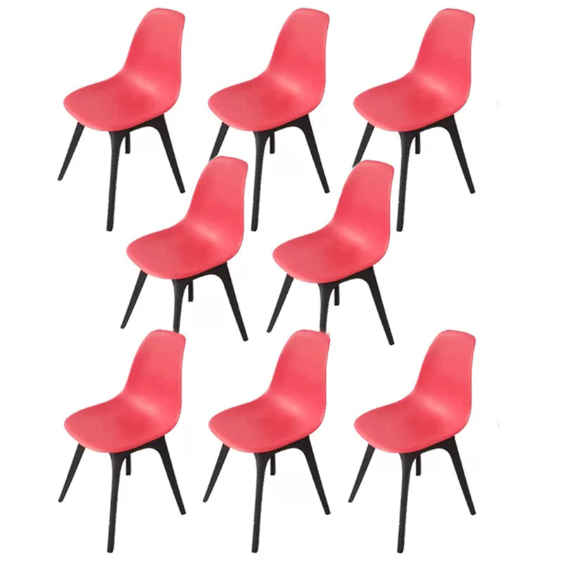 Contemporary Style Plastic Dining Chair Solid Back Dining Chair for Home Red Set of 8 Clearhalo ' kitchen&dining_furn' 'Dining Chairs' 'Dining Tables & Seating' 'dining_chair' 'Furniture' 'furniture_dining_chair' 'Kitchen & Dining Furniture' 'kitchen' 3643681