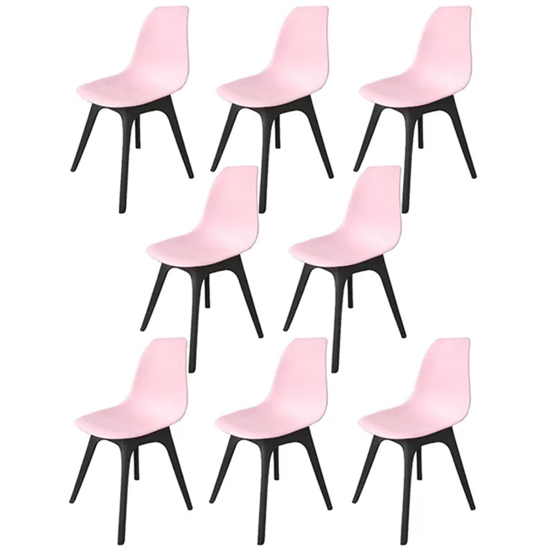 Contemporary Style Plastic Dining Chair Solid Back Dining Chair for Home Pink Set of 8 Clearhalo ' kitchen&dining_furn' 'Dining Chairs' 'Dining Tables & Seating' 'dining_chair' 'Furniture' 'furniture_dining_chair' 'Kitchen & Dining Furniture' 'kitchen' 3643685