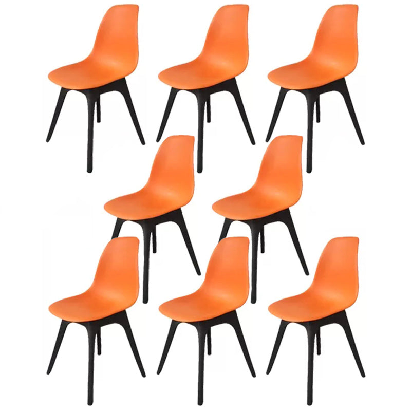 Contemporary Style Plastic Dining Chair Solid Back Dining Chair for Home Orange Set of 8 Clearhalo ' kitchen&dining_furn' 'Dining Chairs' 'Dining Tables & Seating' 'dining_chair' 'Furniture' 'furniture_dining_chair' 'Kitchen & Dining Furniture' 'kitchen' 3643690