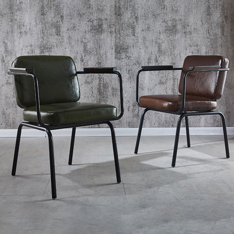 Modern Industrial Style Leather Solid Back Side Chair 31"H Dining Chair for Restaurant Bedroom Clearhalo ' kitchen&dining_furn' 'Dining Chairs' 'Dining Tables & Seating' 'dining_chair' 'furn' 'furn_dining_chair' 'Furniture' 'furniture_dining_chair' 'Kitchen & Dining Furniture' 'kitchen' 3643703