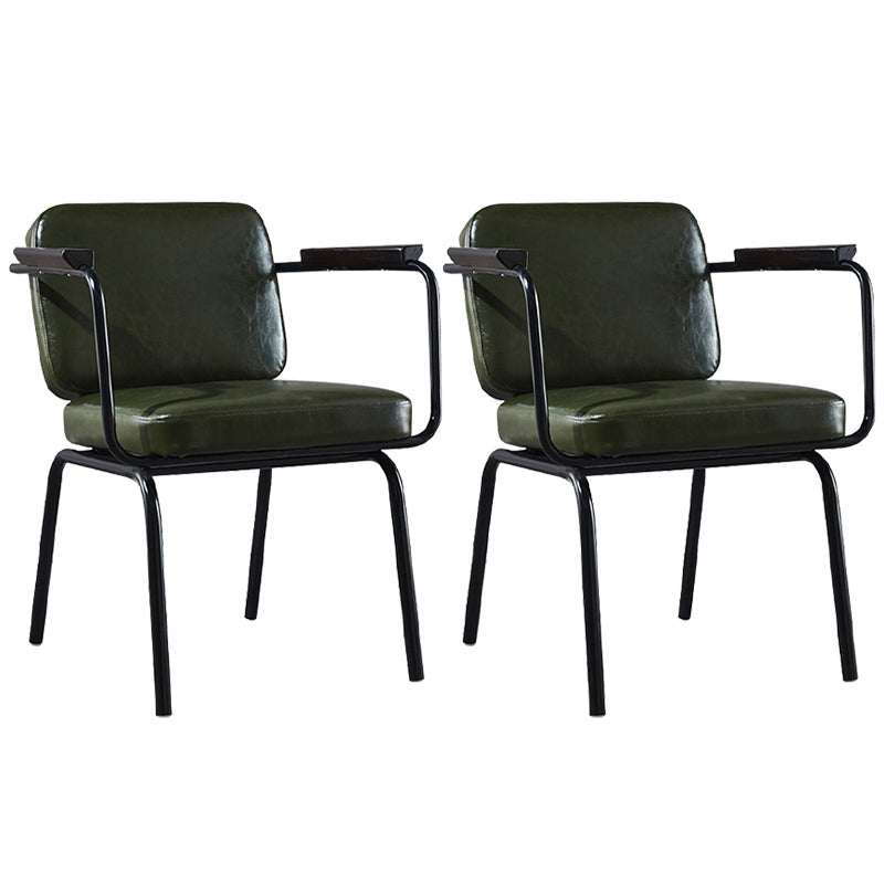 Modern Industrial Style Leather Solid Back Side Chair 31"H Dining Chair for Restaurant Bedroom Army Green 2 Piece Set Clearhalo ' kitchen&dining_furn' 'Dining Chairs' 'Dining Tables & Seating' 'dining_chair' 'furn' 'furn_dining_chair' 'Furniture' 'furniture_dining_chair' 'Kitchen & Dining Furniture' 'kitchen' 3643704