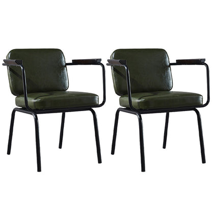 Modern Industrial Style Leather Solid Back Side Chair 31"H Dining Chair for Restaurant Bedroom Army Green 2 Piece Set Clearhalo ' kitchen&dining_furn' 'Dining Chairs' 'Dining Tables & Seating' 'dining_chair' 'furn' 'furn_dining_chair' 'Furniture' 'furniture_dining_chair' 'Kitchen & Dining Furniture' 'kitchen' 3643704