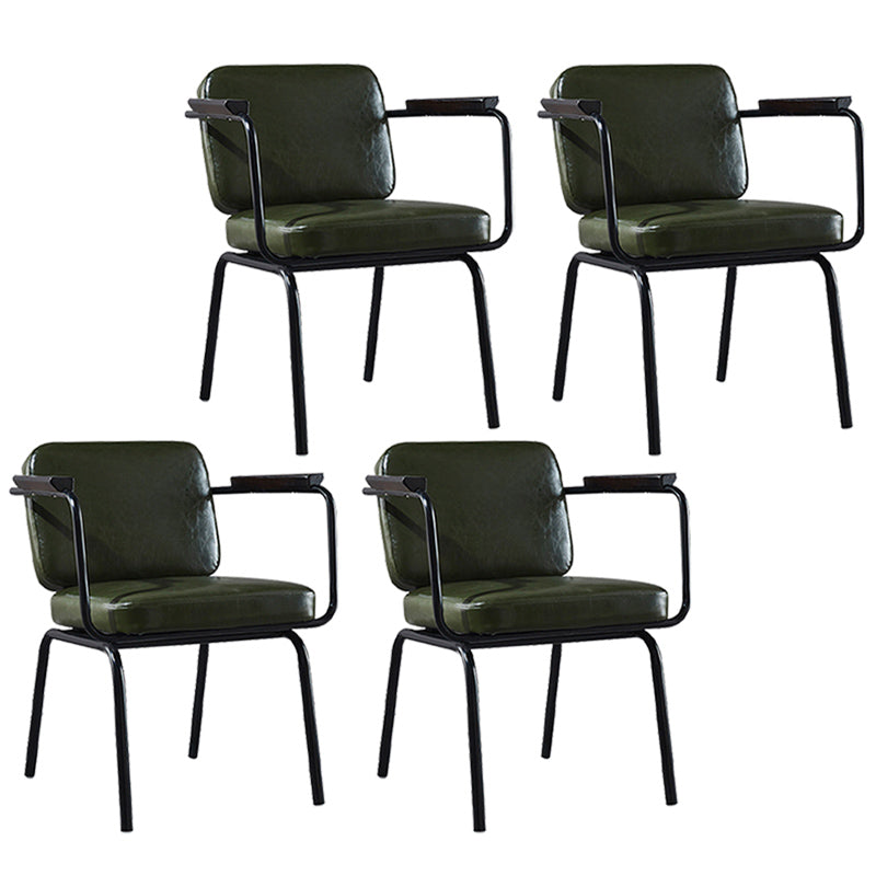 Modern Industrial Style Leather Solid Back Side Chair 31"H Dining Chair for Restaurant Bedroom Army Green 4 Piece Set Clearhalo ' kitchen&dining_furn' 'Dining Chairs' 'Dining Tables & Seating' 'dining_chair' 'furn' 'furn_dining_chair' 'Furniture' 'furniture_dining_chair' 'Kitchen & Dining Furniture' 'kitchen' 3643706
