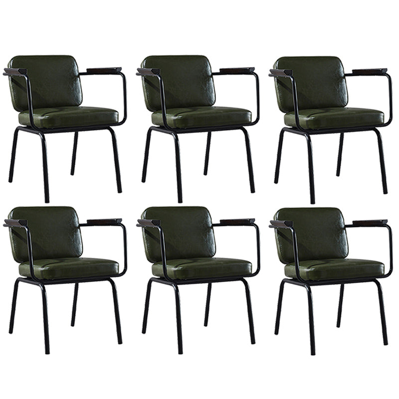 Modern Industrial Style Leather Solid Back Side Chair 31"H Dining Chair for Restaurant Bedroom Army Green 6 Piece Set Clearhalo ' kitchen&dining_furn' 'Dining Chairs' 'Dining Tables & Seating' 'dining_chair' 'furn' 'furn_dining_chair' 'Furniture' 'furniture_dining_chair' 'Kitchen & Dining Furniture' 'kitchen' 3643708
