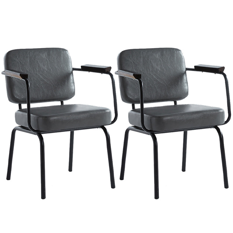 Modern Industrial Style Leather Solid Back Side Chair 31"H Dining Chair for Restaurant Bedroom Grey 2 Piece Set Clearhalo ' kitchen&dining_furn' 'Dining Chairs' 'Dining Tables & Seating' 'dining_chair' 'furn' 'furn_dining_chair' 'Furniture' 'furniture_dining_chair' 'Kitchen & Dining Furniture' 'kitchen' 3643710