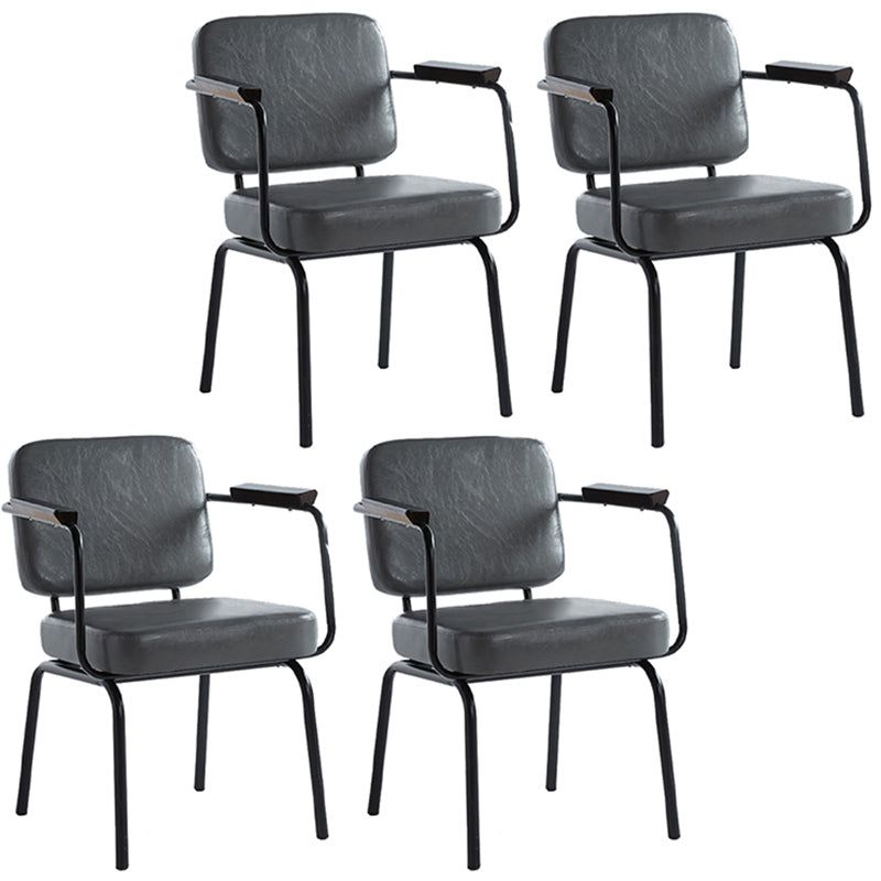 Modern Industrial Style Leather Solid Back Side Chair 31"H Dining Chair for Restaurant Bedroom Grey 4 Piece Set Clearhalo ' kitchen&dining_furn' 'Dining Chairs' 'Dining Tables & Seating' 'dining_chair' 'furn' 'furn_dining_chair' 'Furniture' 'furniture_dining_chair' 'Kitchen & Dining Furniture' 'kitchen' 3643711