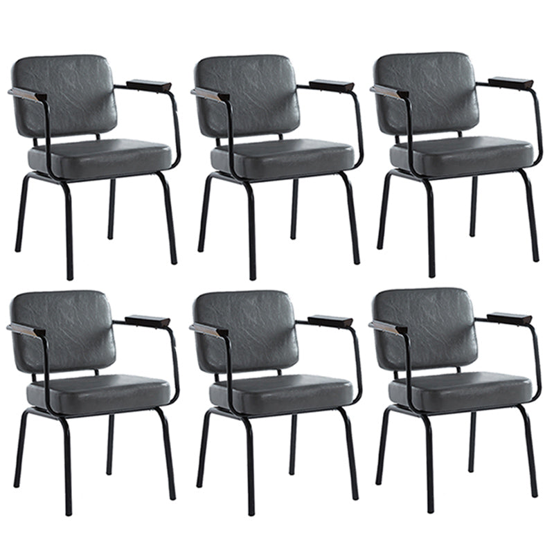 Modern Industrial Style Leather Solid Back Side Chair 31"H Dining Chair for Restaurant Bedroom Grey 6 Piece Set Clearhalo ' kitchen&dining_furn' 'Dining Chairs' 'Dining Tables & Seating' 'dining_chair' 'furn' 'furn_dining_chair' 'Furniture' 'furniture_dining_chair' 'Kitchen & Dining Furniture' 'kitchen' 3643714